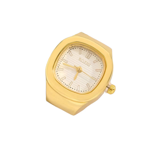 Gold Barrel Ring | White