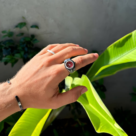 Silver Chrono Ring | Red