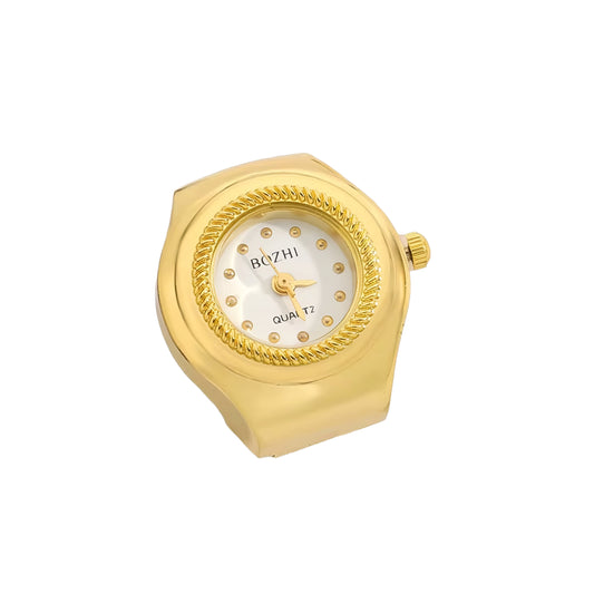 Gold Braidy Ring | White