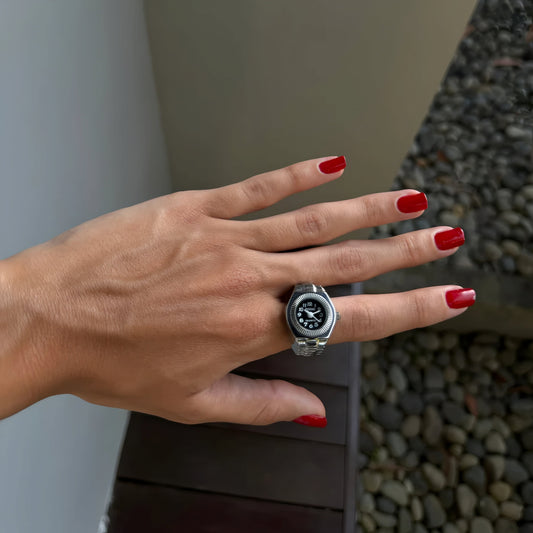 Silver Chrono Ring | Black