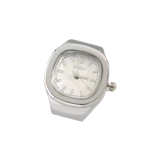 Silver Barrel Rings | White